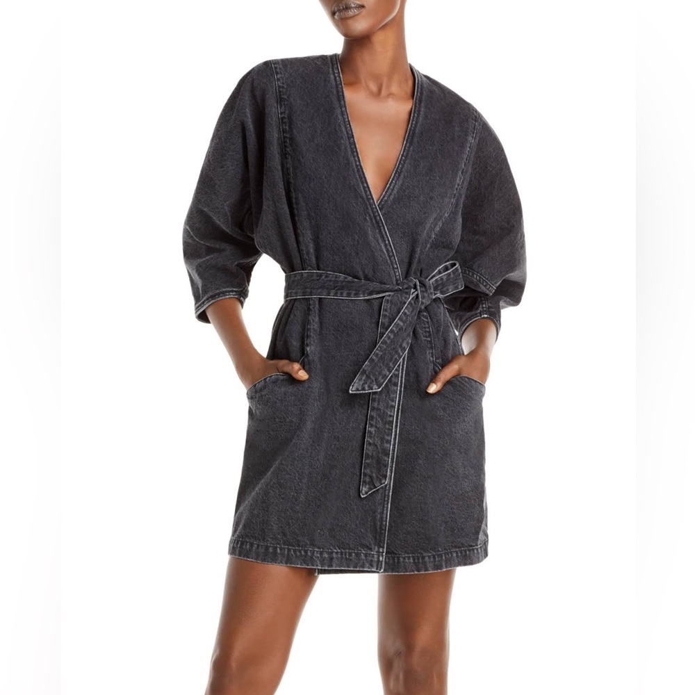 IRO V Neck Denim Wrap Dress
